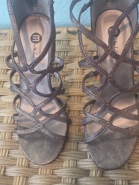 Michael Antonio Bronze Metallic Strappy High Heel Sandals
